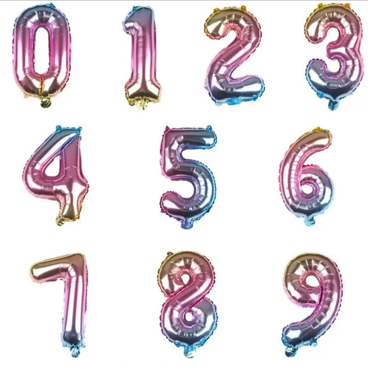 16/32 Inch Big Foil Birthday Balloons Air Helium Number Balloon Figures Happy Party Decorations Kid Baloons | Дом и сад