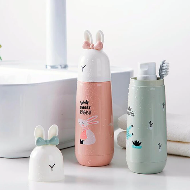 

1pcs Portable Cartoon Tooth Brush Storage Box Outdoor Travel Toothbrush Organizer Tableware Fork Spoons Protect Case