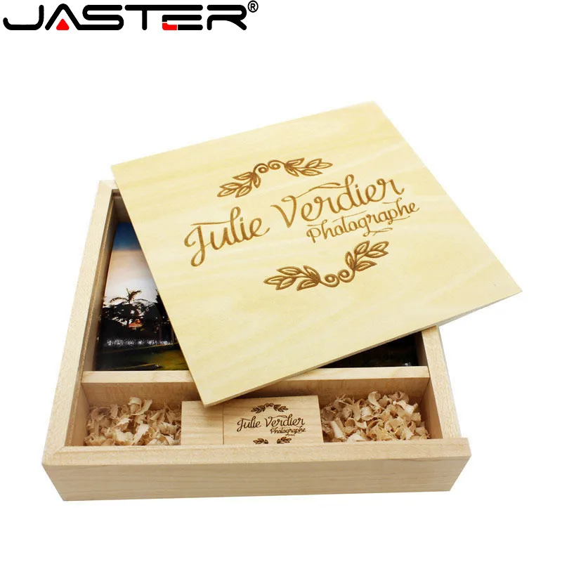 Флэш-накопитель JASTER 2 0 с бесплатным логотипом деревянный фотоальбом USB + коробка 64