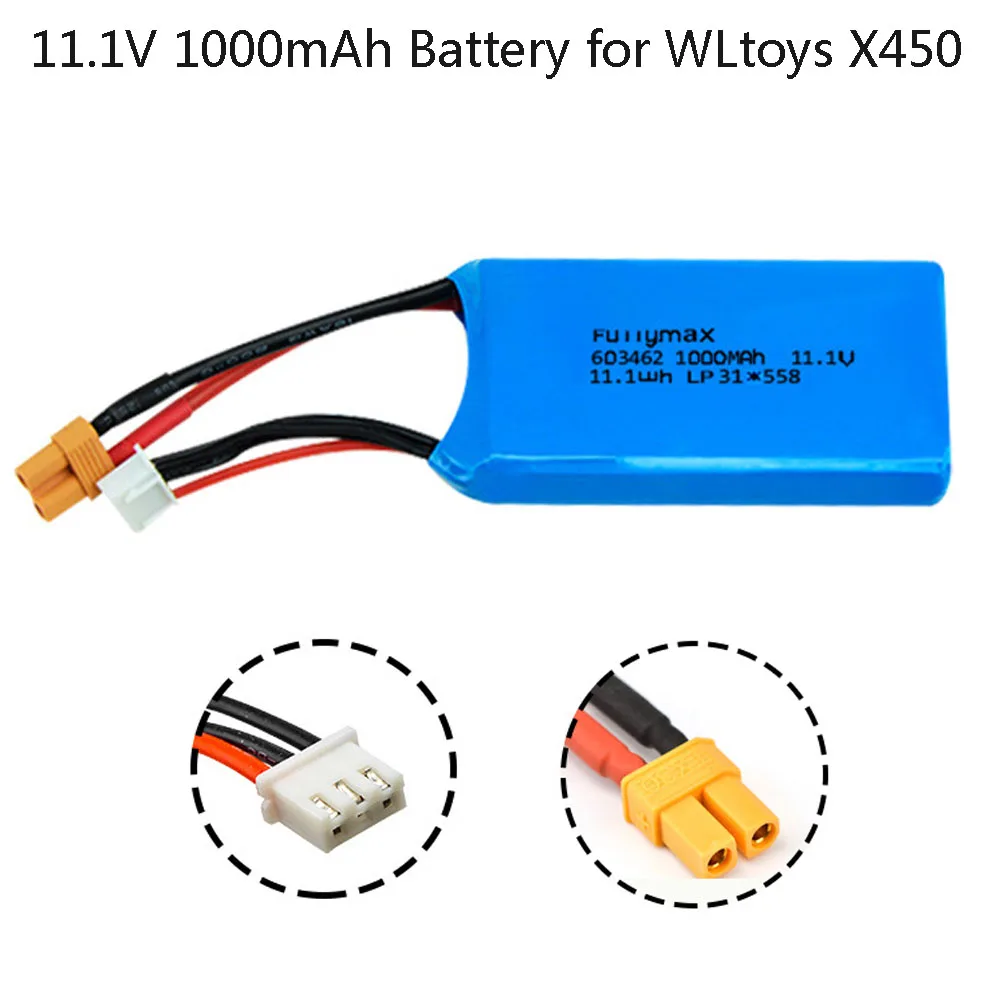 11,1 В 1000 мАч обновленный 1300 мАч Lipo аккумулятор для XK X450 FPV RC Drone, запасные части 11,1 В Lipo аккумулятор XT30 Plug, игрушки, аксессуары