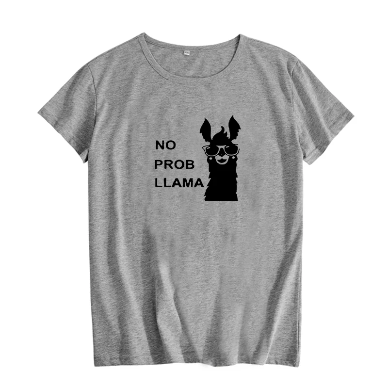 Забавная женская футболка Llama 2018 летняя с коротким рукавом и забавным мультяшным