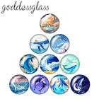 Симпатичные животные, Кит, лошадь, кошки, лиса, рыбки, 10 шт., смешанные, 12 мм18 мм20 мм25 мм, круглые фото, демонстрационное стекло, кабошон, плоская задняя часть