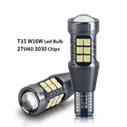 Лампы светодиодные автомобильные T15 W16W WY16W Canbus, задние стоп-сигнал 3030 27SMD, янтарные, красные, белые, 6000K, 12 В