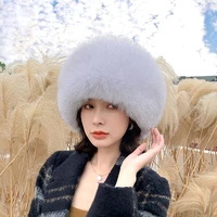 winter women fashion russian thick warm beanies fluffy fake faux fur hat empty top hat gift s2544