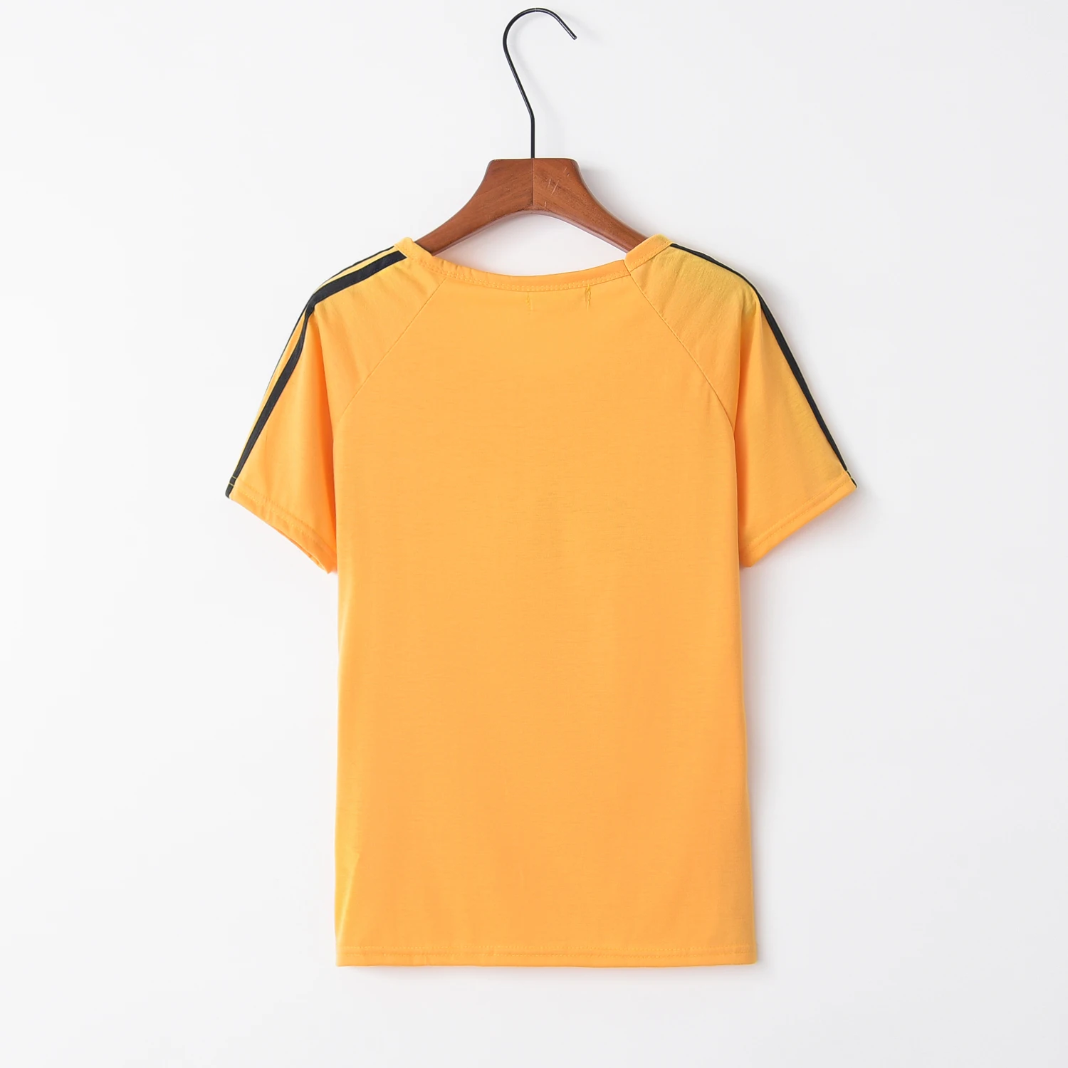 

LIBIELIY Yellow Summer Sexy T Shirt Women Short Sleeve Bodycon T-shirt Womens O Neck Letter Print Casual Tops Femme