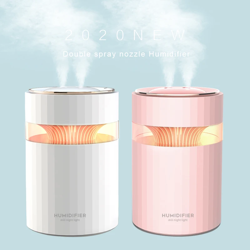 

Double Nozzle USB air Humidifier 900ML Water Capacity Cool Mist Maker Fogger with Colorful Nightlight Ultrasonic Humidificador