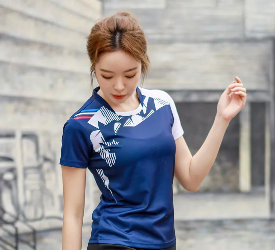 Women Tennis Shirt, Girls Badminton T Shirt, Female Table Tennis Jerseys Gym Clothes, Polyester Ms Badminton Clothing Sportswear