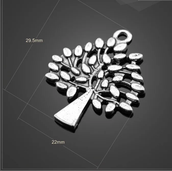 

High quality 10 PCS/Lot 22mm*29.5mm alloy antique silver plated diy accessories tree charms