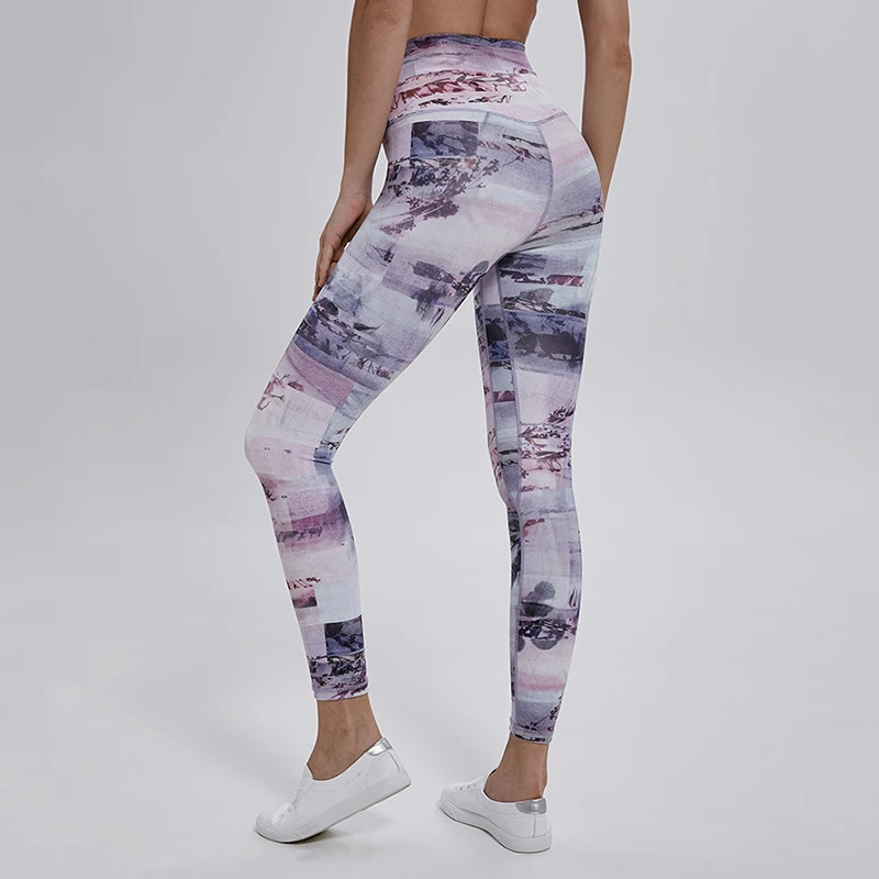 Удобный широкий пояс с принтом Леггинсы для тренажерного зала Спортивная