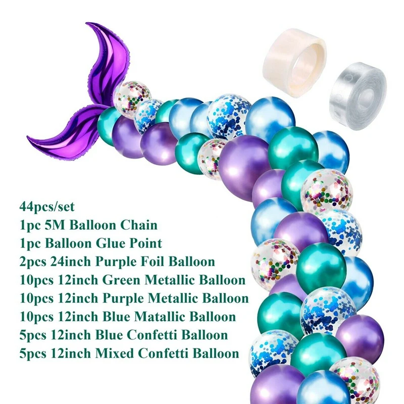 44 шт хвост русалки воздушный шар набор для арки детский душ дети с днем рождения
