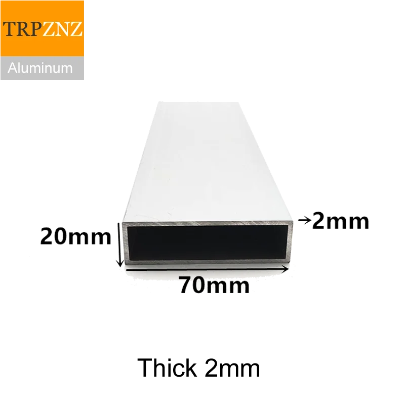 20x70 мм толщиной 2 мм, прямоугольная металлическая алюминиевая квадратная труба 6063, алюминиевый профиль для украшения