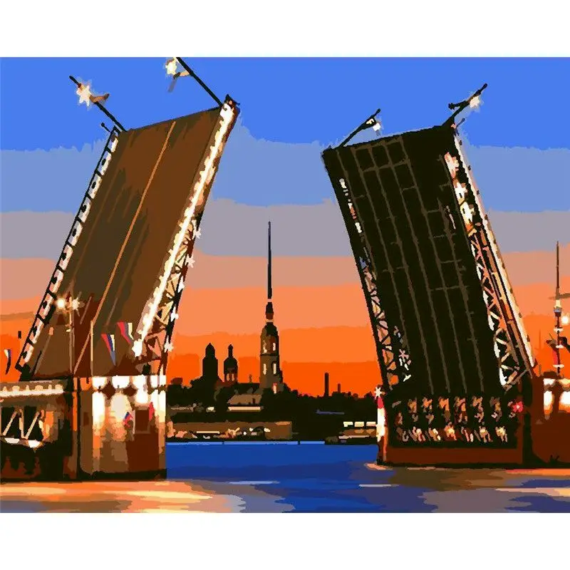 

GATYZTORY DIY Painting By Numbers Zero Basis HandPainted Oil Painting Night city Landscape Picture Paint Unique Gift Home Decor