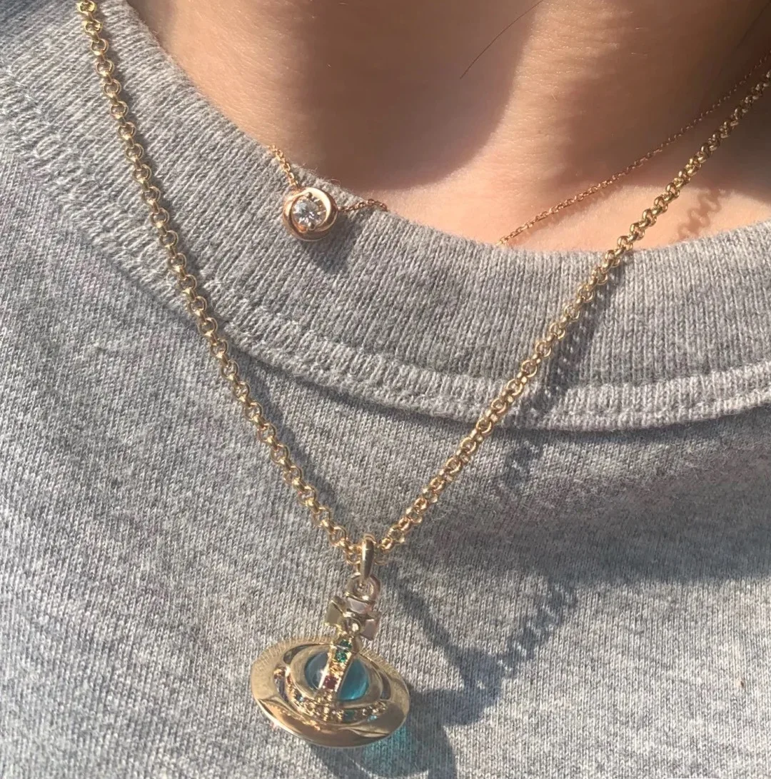 Ожерелье из хрустального стекла со Сатурном аниме-фигуркой Оказаки