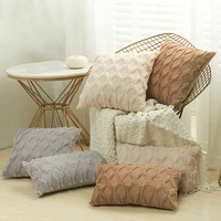 rhombus plush pillow cover geometric solid color cushion case fluffy cozy cushion cover nordic home decor sofa bed home
