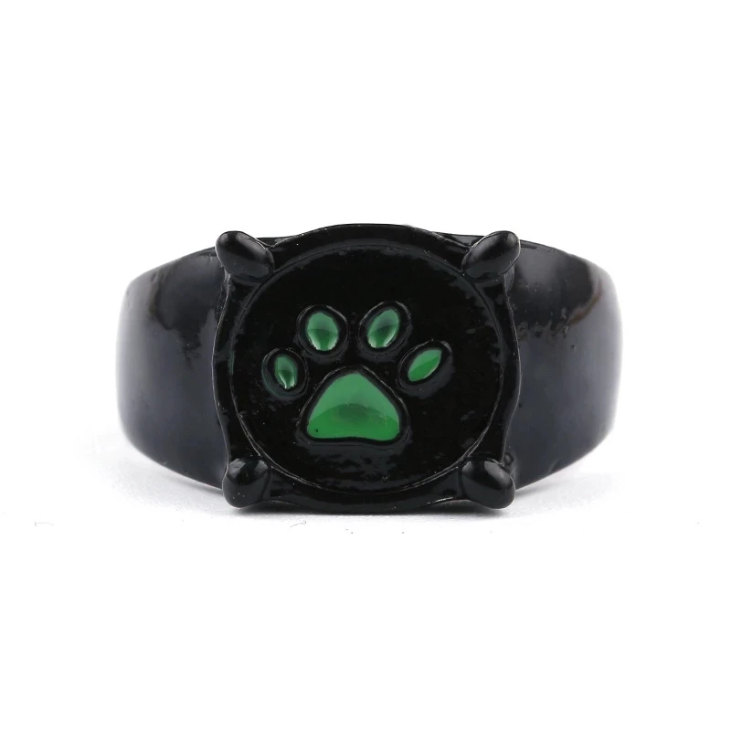 

Lovely Ladybug Cat Cartoon Noir Green Pawprint Ring Fashion Black Rings for Men and Women Party Jewelry Birthday Christmas Gift