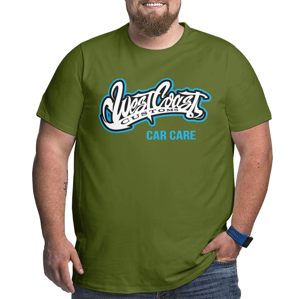 

2021 Hot Sale West Coast White Bule Logo 100% Cotton T Shirts for Big Tall Man Oversized Plus Size Top Tee Men's Loose Large Top