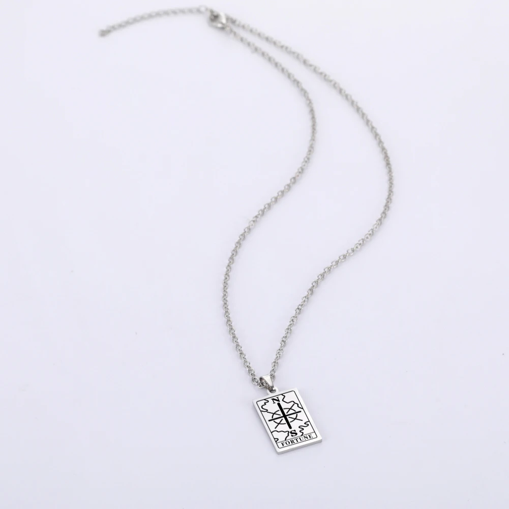 

Dawapara Fashion Tarot Cards Charms Necklace The Moon Sun Star Tarot Jewelry Rosegold Color Stainless Steel Gift for Women Girls