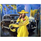 Полноразмерная квадратная круглая алмазная живопись, европейская шляпа, женское искусство на стену, старая женщина, ручная работа, 5d задний фон