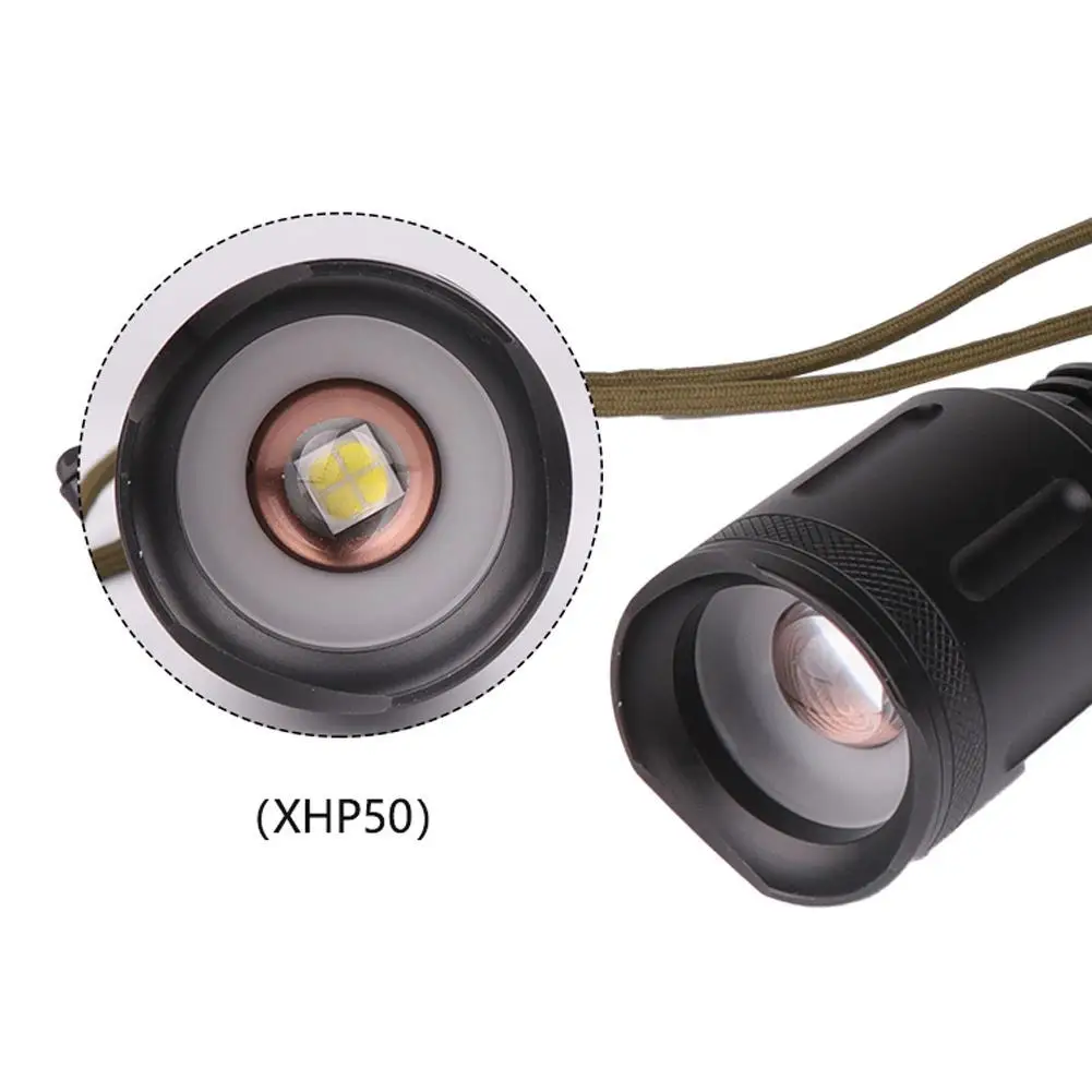 

Telescopic Focus XHP50 Led Flashlight Super Bright Aluminum Torch