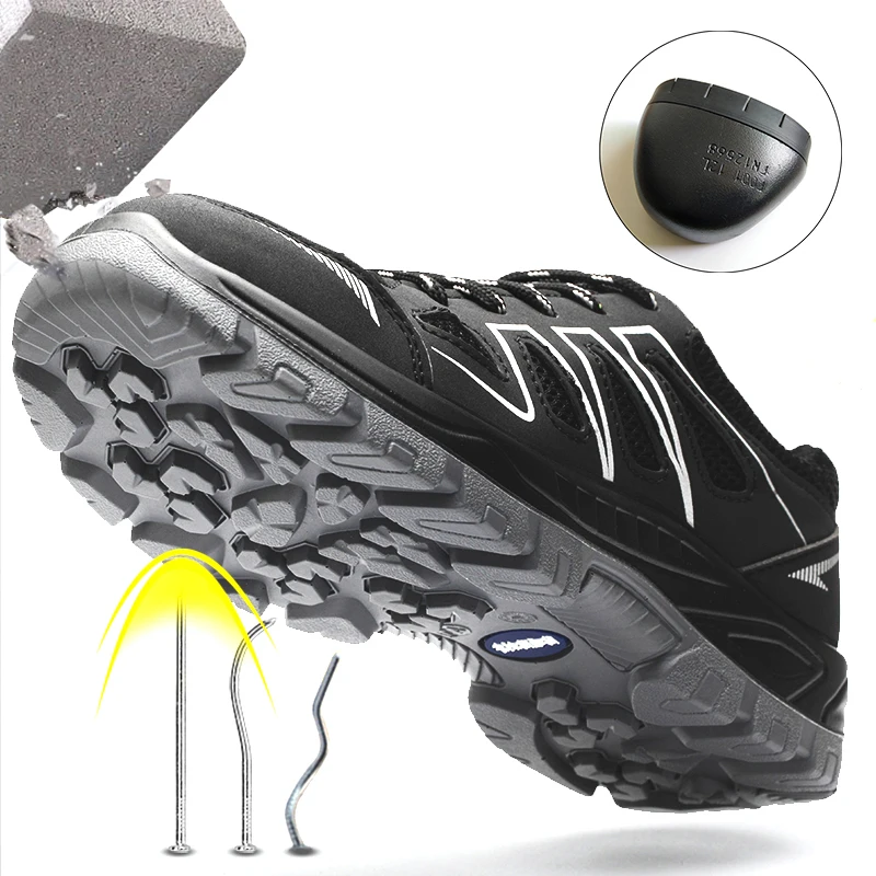 

Work Shoes Men Indestructible Work Sneakers Male Safety Shoes Breathable Hiking Shoes Outdoor Puncture-Proof Protective Shoes