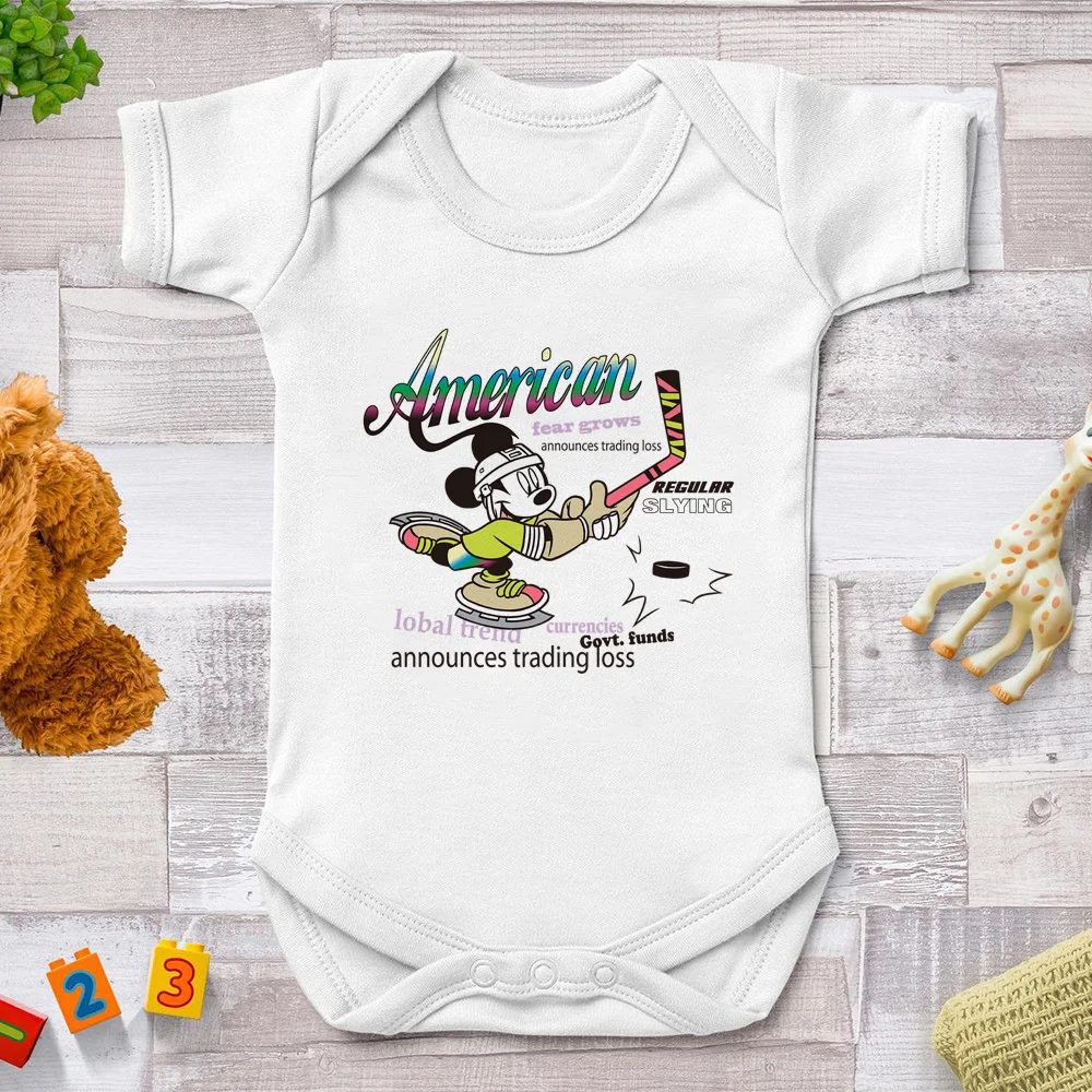 

Комбинезоны для младенцев 0-24 м, летние белые комбинезоны для новорожденных с рисунком Микки Мауса, одежда для маленьких девочек, детские ко...