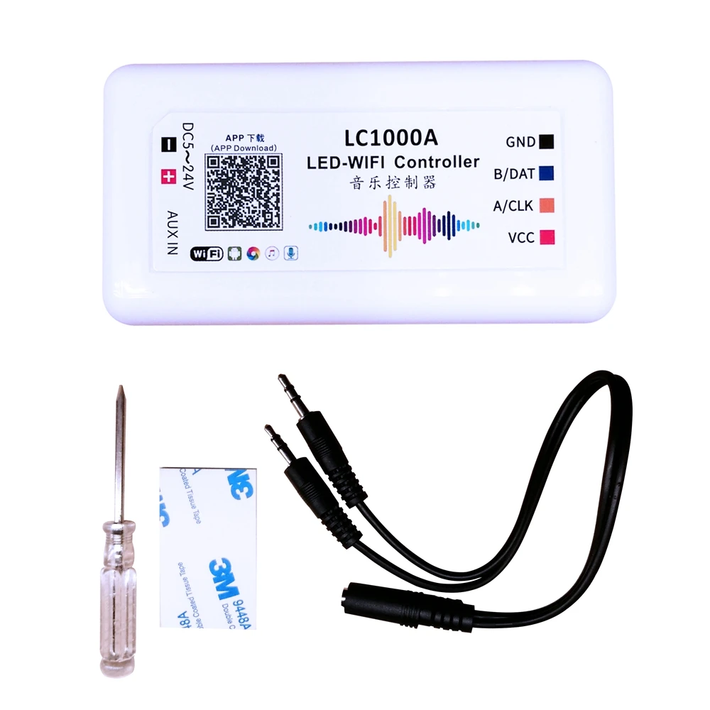 DC5-24V LC1000A Wifi Music Controller Spectrum For Led Digital Individually Addressable Strip 8-1024 Pixel Built-In Microphone