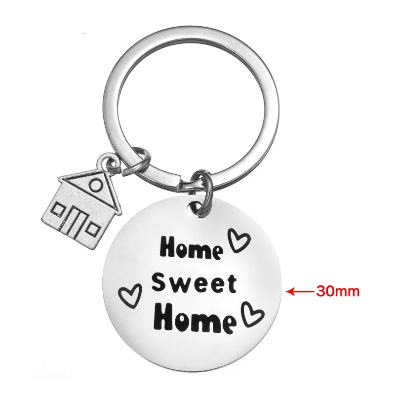 house keychain sweet home round home keychain housewarming gift cute gift for new homeowner metal key chain backpack pendant free global shipping