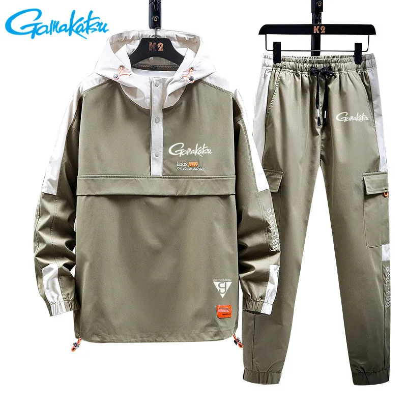 

2021 Gamakatsu Men Patchwork Hiking Fishing Clothes Spring Autumn Pants Fishing Hoodie Sportswear Fishing Clothing Outdoor