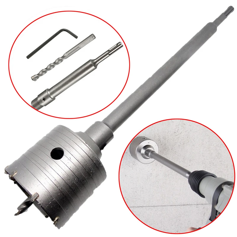 

30-80mm Wall Hole Drill Bit Electric Hammer Percussion Drill Air Conditioner Punching Concrete Water Pipe Dry Punching Kit