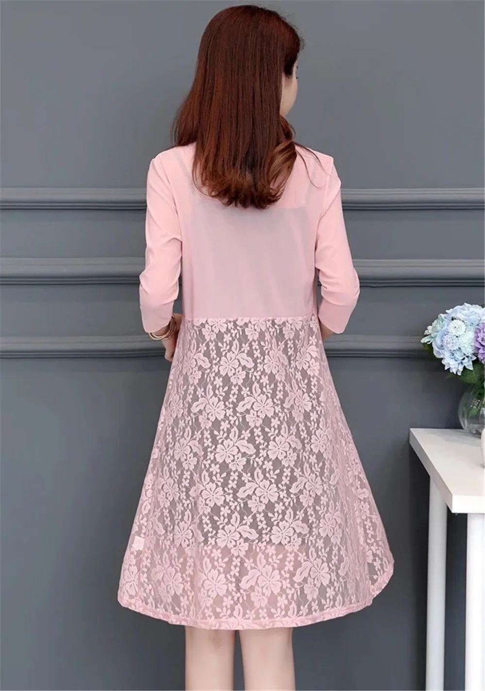 Женский кружевной кардиган с длинным рукавом розовый черный красный белый