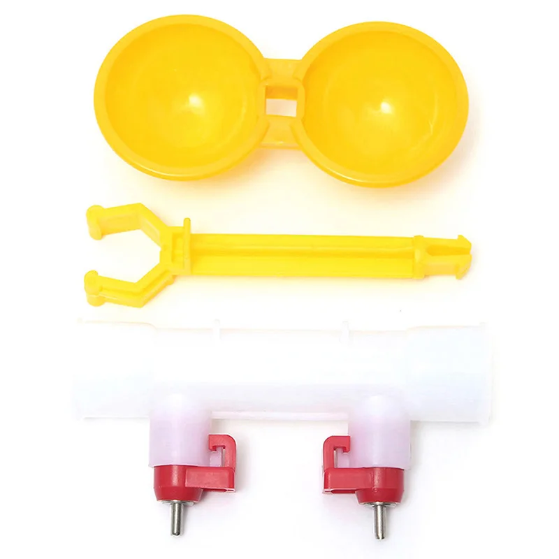 Double Outlet Drinking Hanging Chickens Cups Nipple Drinker Poultry Waterer | Дом и сад