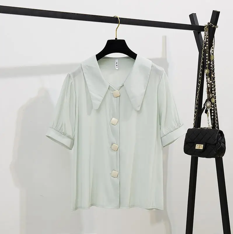 

ICHOIX chiffon shirt + shorts women 2 piece set elegant Korean style summer outfits 2 piece top and shorts set office ladies set