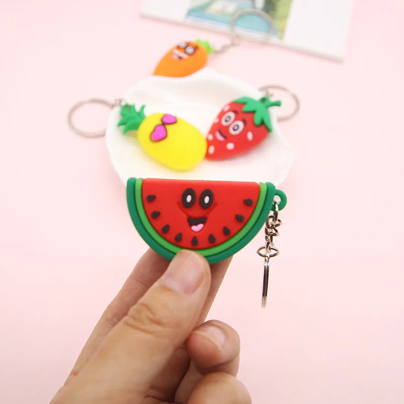 Новинка 2020 милый мультяшный брелок с фруктами ПВХ морковкой клубникой ананасом