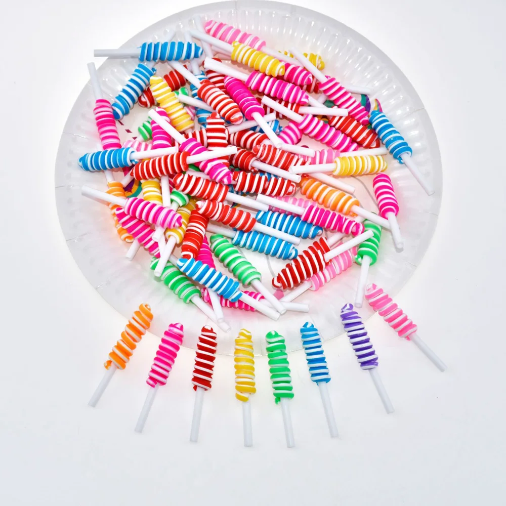30pcs/Bag Random Mixed Types Candy Cream Decorations Resin Cute Lollipop Kawaii Jewelry Colorful 3D Accessories Nail Supplies A9