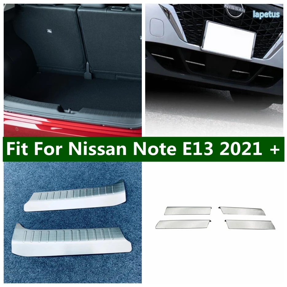 

Rear Trunk Protector Plate Guard Cover Front Bumper Lower Net Grille Grill Trim Stainless Steel For Nissan Note E13 2021 2022