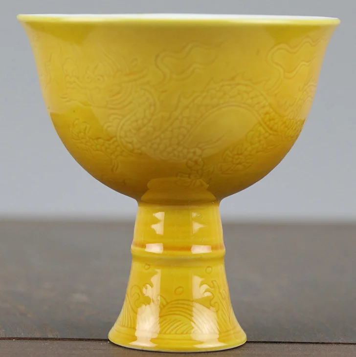 8 см Китайская керамика желтый фарфоровые зодиака Rui дракон высокое средства