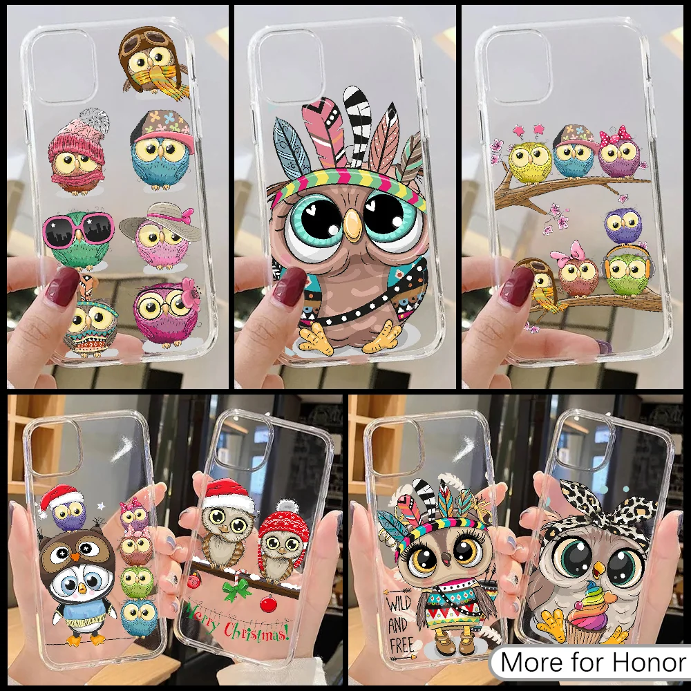 Мультяшный милый чехол для телефона с совой Huawei Honor 6 7 8 9 10 10i 20 A C X Lite Pro Play