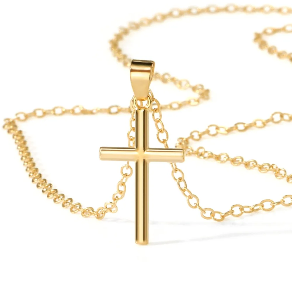 Новый крест Шейное колье с подвеской Femme Золотой Серебряный чокер крестиком