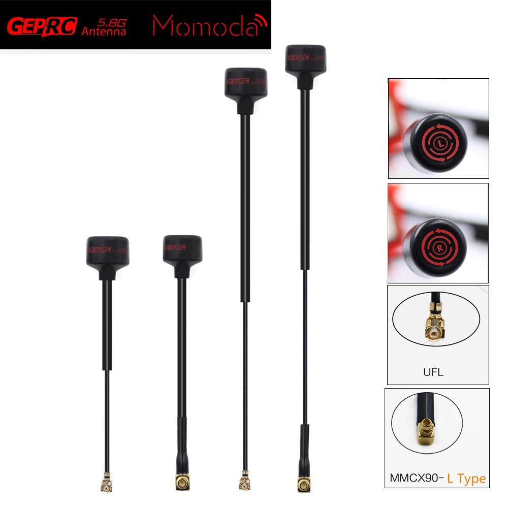 

GEPRC 85mm/175mm/195mm LHCP RHCP Momoda 5.8G Antenna Long Version long range UFL/MMCX Connector For FPV Drone Racing Quadcopter