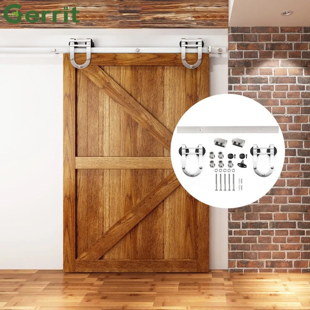 

4.9FT/6FT/6.6FT Stainless steel brushed barn sliding door hardware