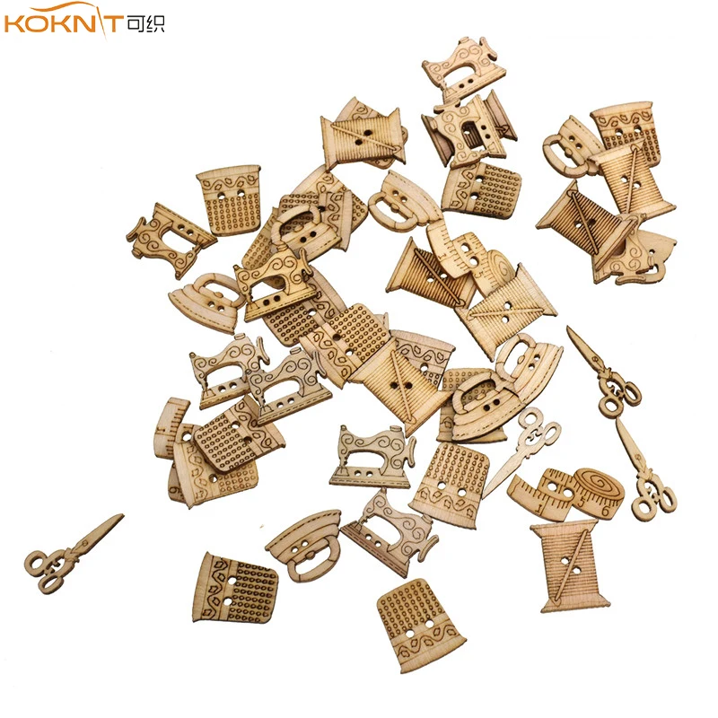 KOKNIT 100 шт./пакет смешанные стили для шитья деревянные пуговицы шаблоны с 2