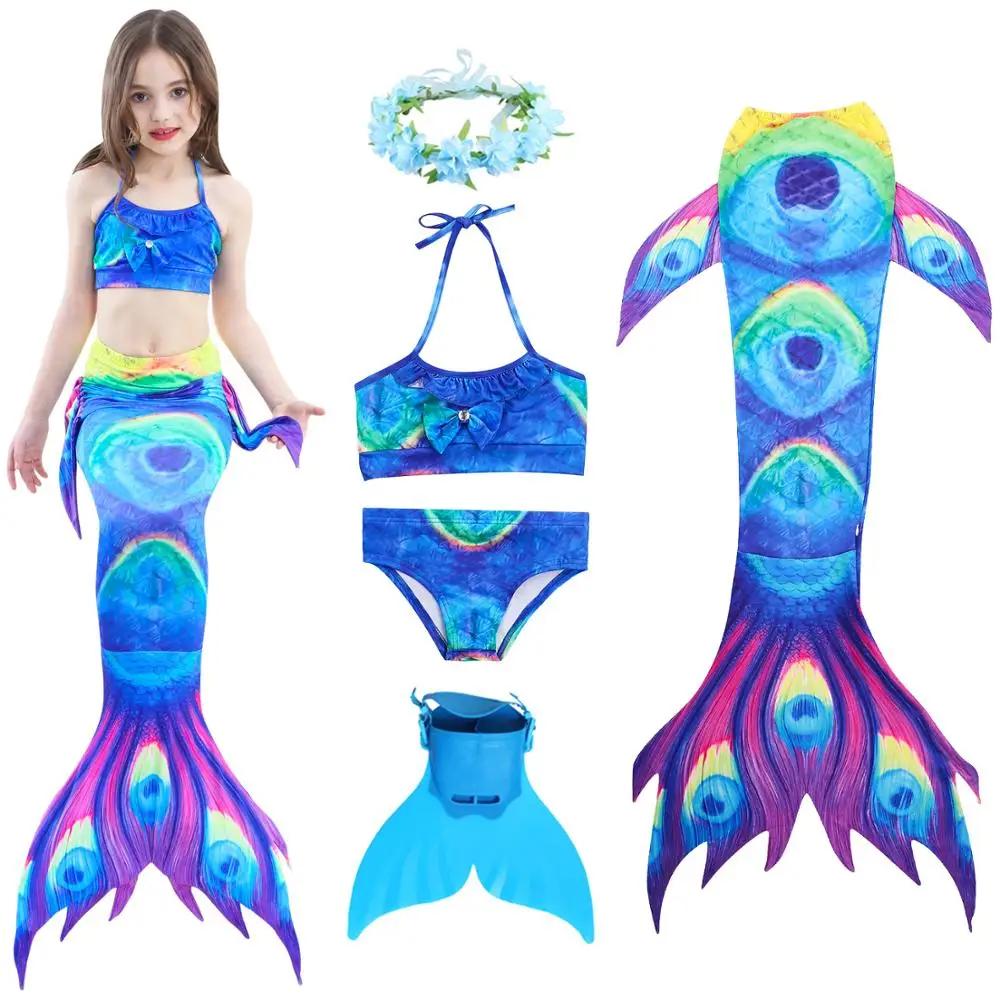 Женский костюм Русалочки с моноластами купальный для девочек хвостом и