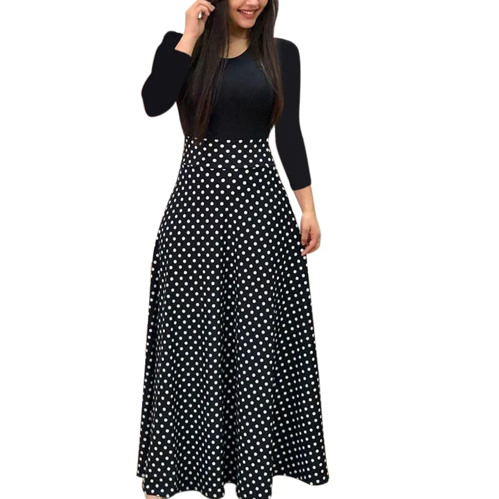 

Fashion Plus Size Women dress Long Sleeve Floral Boho Print Winter Long Dress Ladies Casual Vestidos Defiesta Dress