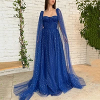 elegant starry tulle royal blue formal evening gowns special occasions cap sleeve long prom dresses 2022 women robe de soriee