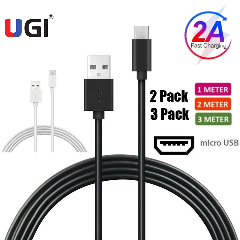 

UGI 2/3 Pack Fast Charging Cable Charger Micro USB Type C USB C Cable For Samsung Huawei Xiaomi OnePlus Data Sync Android Cable