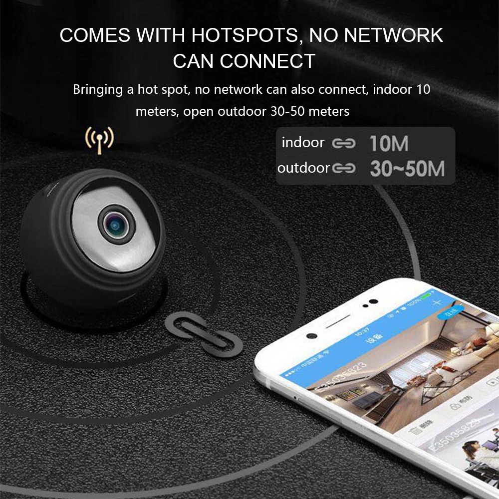 Беспроводная мини камера видеонаблюдения 1080P P2P Wi Fi HD с инфракрасным ночным