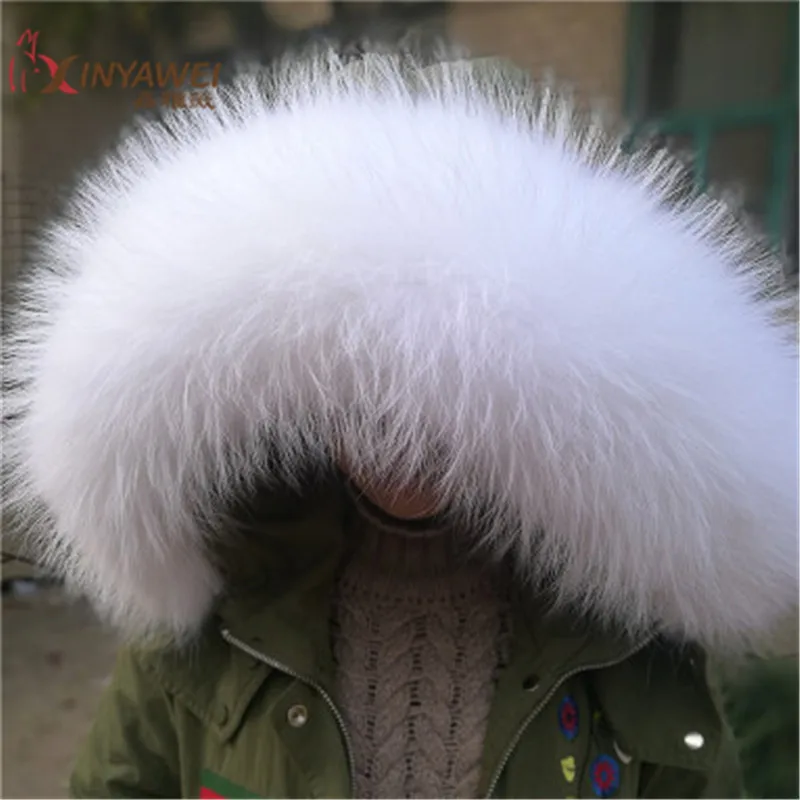 100% натуральный меховой воротник для парки пальто роскошный Теплый енот шарф