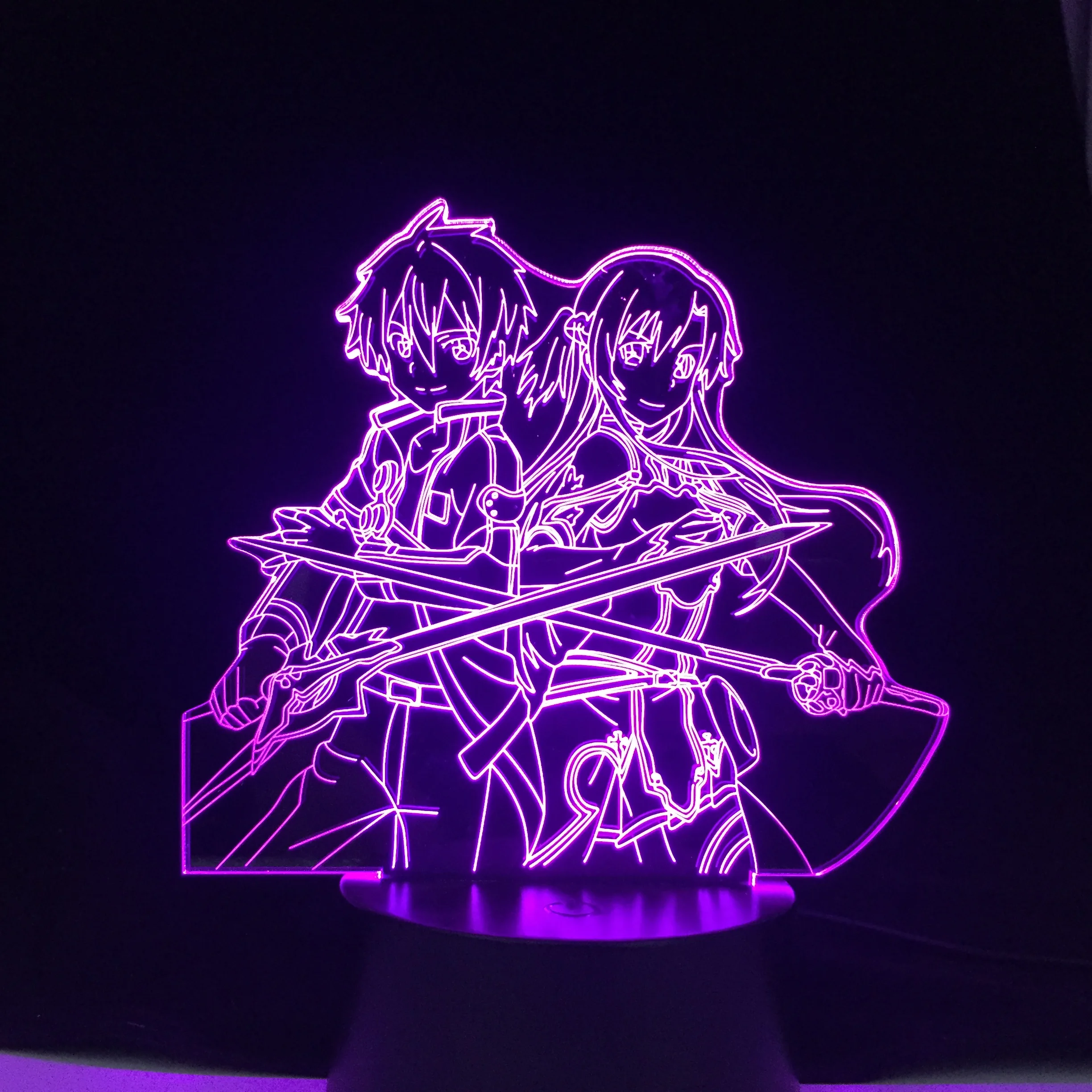 

Kirito and Asuna for Bedroom Decor Nightlight Birthday Table Lamp SAO 3d Led Night Light Anime Sword Art Online Gift for Men