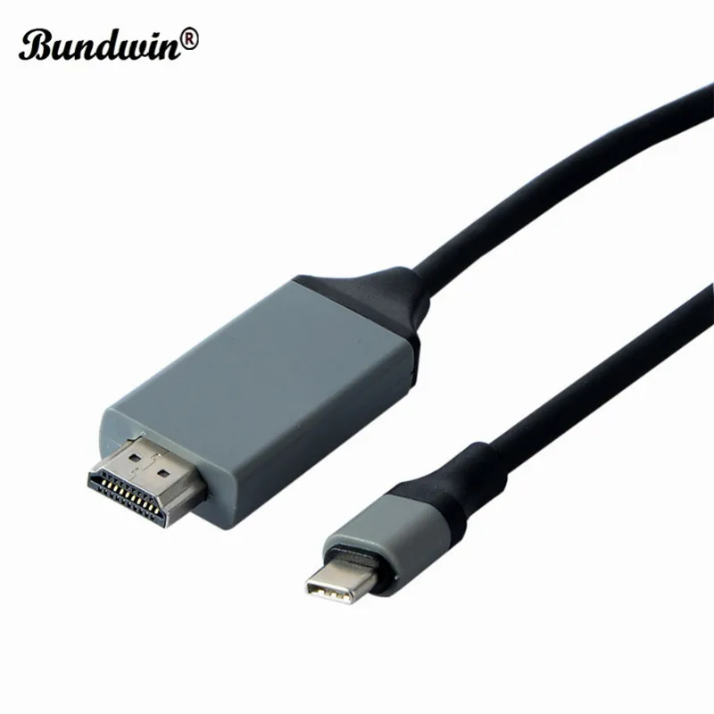 Bundwin Кабель с разъемом типа C USB 3 1 к совместимому HDMI кабель 4K 2 м USB-C HDTV конвертер