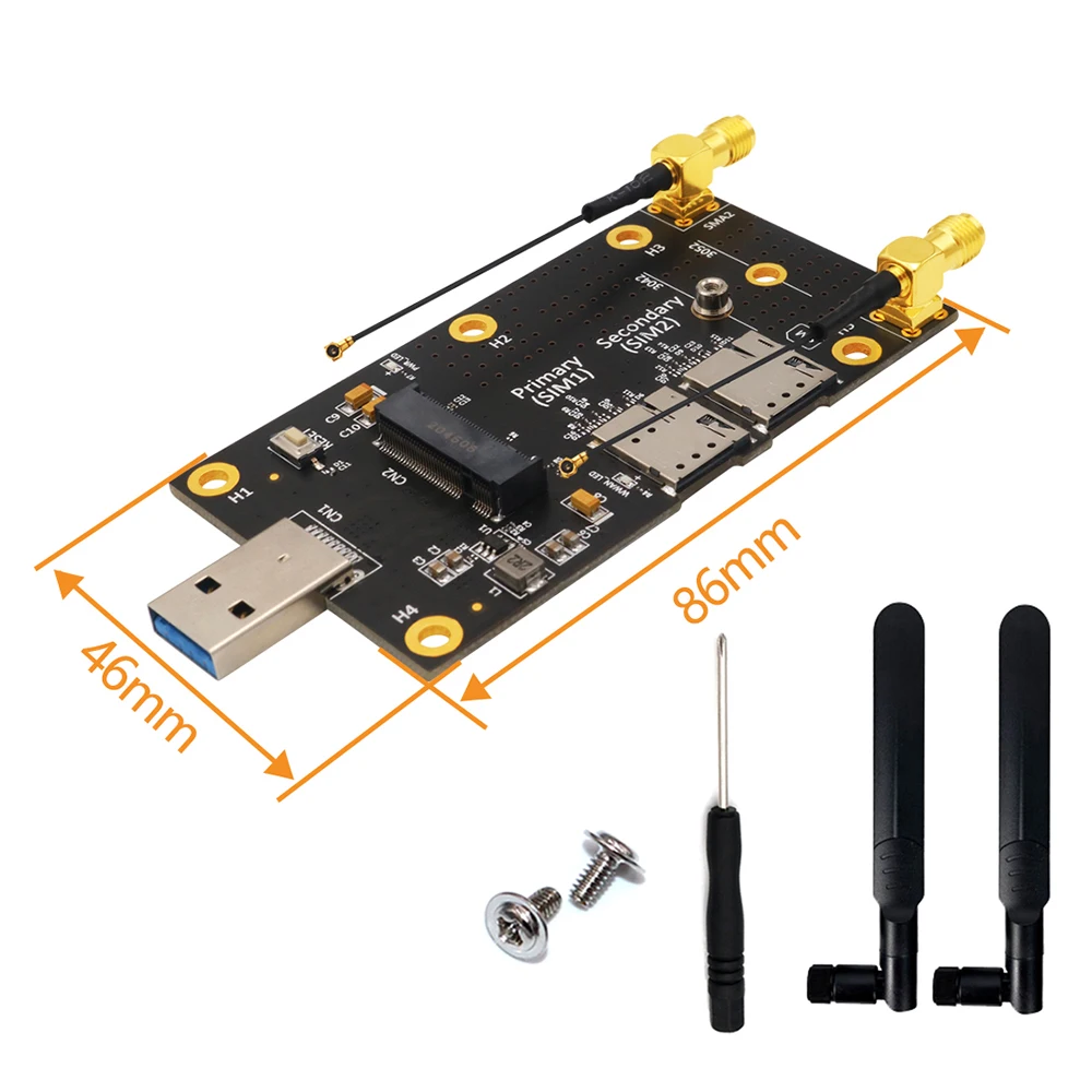 

M.2 to USB 3.0 Adapter with Dual NANO SIM Card Slot Expansion Card Adapter Card for Laptop Desktop WLAN/LTE 3G/4G/5G Module